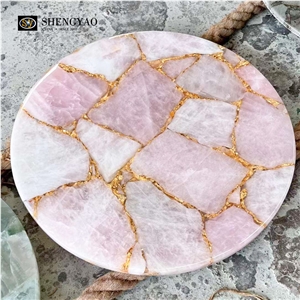 Rose Quartz  Semiprecious Stone  Solid Surface Table Tops