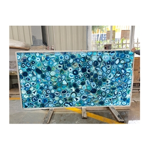 Translucent Blue Agate Semiprecious Stone For  Wall