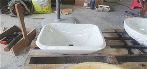 Carved Marble Arabescato Pedestal Wash Basin For Bath Sink
