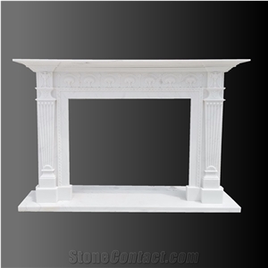 England Style White Marble Carving Fireplace Mantel