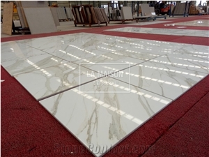 Calacatta White Marble Laminated Composite Ceramic Tiles