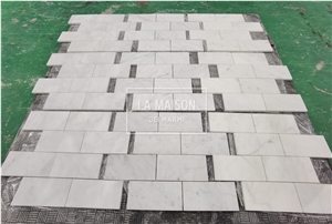 Carrara White Natural Marble Honed Brick Mosaic Wall Tiles