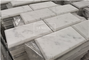 White Marble Interior Honed Beveled Edge Subway Tiles