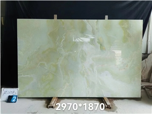 Pure Green Onyx Slab Tile Stone For Wall And Background