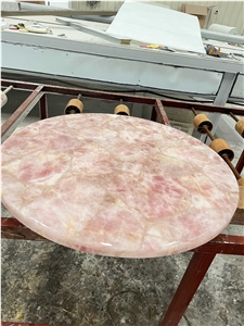 Rose Fluorite Crystal Semiprecious Stone Table Top, Gemstone Table Top