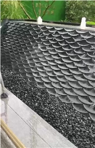 Fish Scale Angola Black Granite Water Features