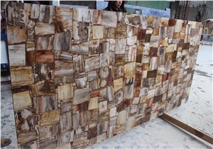 Pertrify Wood Agate Semiprecious Stone Brown Slab Wall Tile