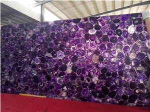 Purple Agate Semiprecious Stone Slab Wall Tile