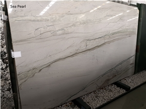 Sea Pearl White Quartzite Slab Wall Tile Floor