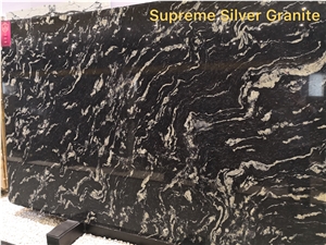 Supreme Silver Granite Brazil Black Granite Slab Kitchen Tile