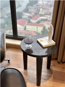 3-LEG ROUND SIDE TABLE - VIETNAM BLACK MARBLE