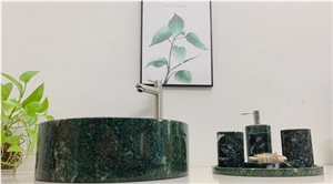 India Green Marble Bathroom Wash Basin