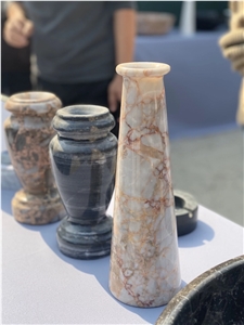 Vietnam Marble Stone Product - Crystal White Marble Flower Vase