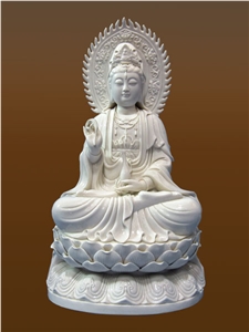 Vietnam White Stone Sitting Buddha Statue