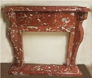 Rosso Francia Red Marble Antique Fireplace