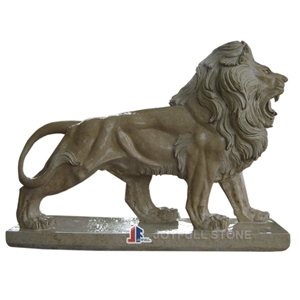 Animal Sculpture, Red Marble Lion Sculpture