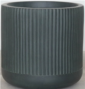 Outdoor Vertical Ribs Fiber Clay Pot