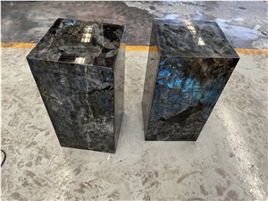 Lemurian Blue Granite Side Table For Home Decor