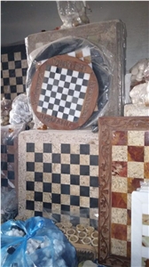 White Onyx - Black Marble Chess Board