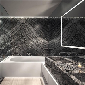 Custom Black Wooden Marble Cut-To-Size For Flooring