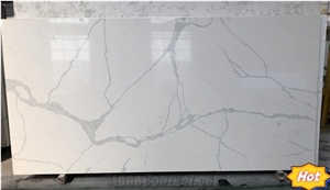 White Engineered Stone Slabs Calacatta Marble Look