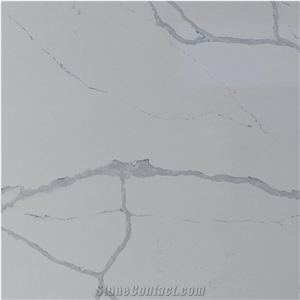 White Engineered Stone Slabs Calacatta Marble Look