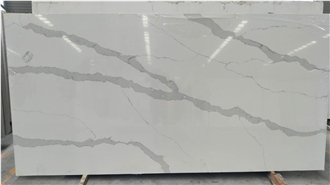 White Quartz Calacatta Marble Look Engineered Stone Slabs