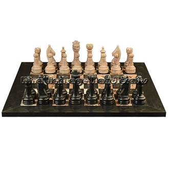 Jet Black & Marina Marble Chess Set Stone Handicrafts