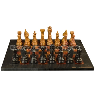 Jet Black & Red Onyx Chess Set Stone Gifts