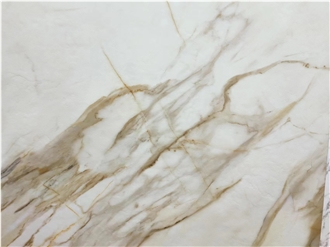 Sintered Stone Slabs Calacatta Gold White Marble Texture