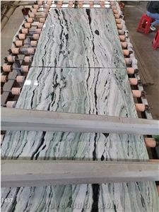 Shangri La Jade Green Marble Slabs Bookmatched Wall Tile