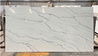 Clear Veins 3220X1620mm Size White 5096 Quartz Slabs