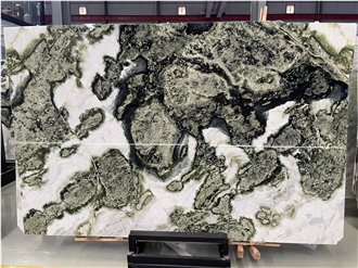 China Jade Green White Beauty Marble Slabs Book Match