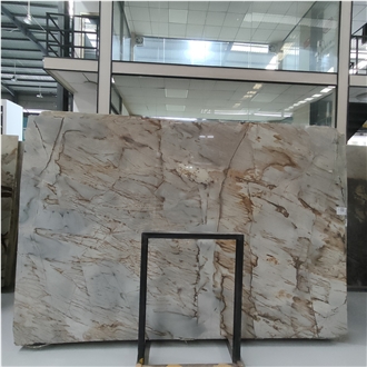 1.8 Cm Gold Tinsel Rome Quartzite Wall Slabs For Interior Background