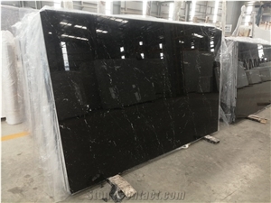 Black Marble Slab Floor Tile