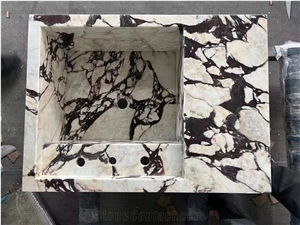 Black Marble Noir Sahara Gear Shape Design Bathroom Basins