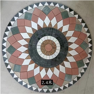 China Slate Floor Mosaic Round Medallion Taiji Pattern