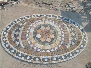 China Slate Mosaic Medallion For Courtyard Decoration