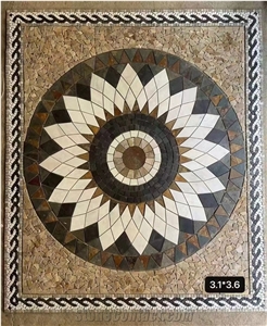 Inlaid Slate And Marble Stone Mosaic Pattern Floor Medallions