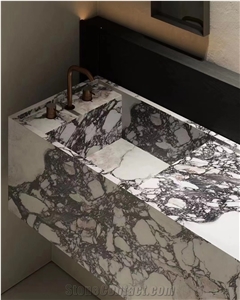Luxury Calacatta Apuano Marble Round Bathroom Sink