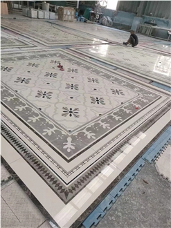 Marble Design Waterjet Floor Carpet Medallion For Lobby