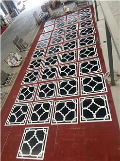 Marble Pietra Grey And Crema Marfil Waterjet Zebra Pattern Floor Tiles