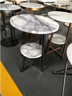 Milas Lilac Marble With Metal Base For Office Furniture, Coffee Tables