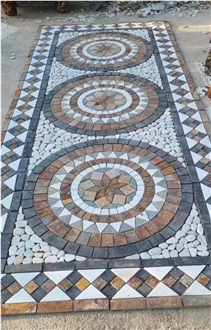 Rectangle Design Rusty Slate Floor Mosaic Medallions
