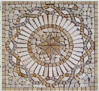 Spa White Quartzite Square Floor Mosaic Medallions
