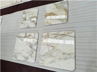 Square Calacatta Gold Marble Table Top For Restaurant Dining