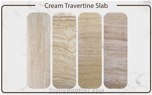 Cream & Light Travertine Slabs (Vein Cut / Cross Cut)