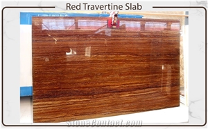Red Travertine Slabs (Vein Cut / Cross Cut)