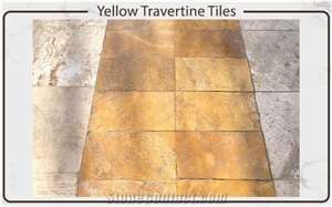 Yellow Travertine Tiles (Vein Cut / Cross Cut)