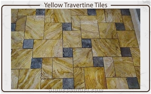 Yellow Travertine Tiles (Vein Cut / Cross Cut)